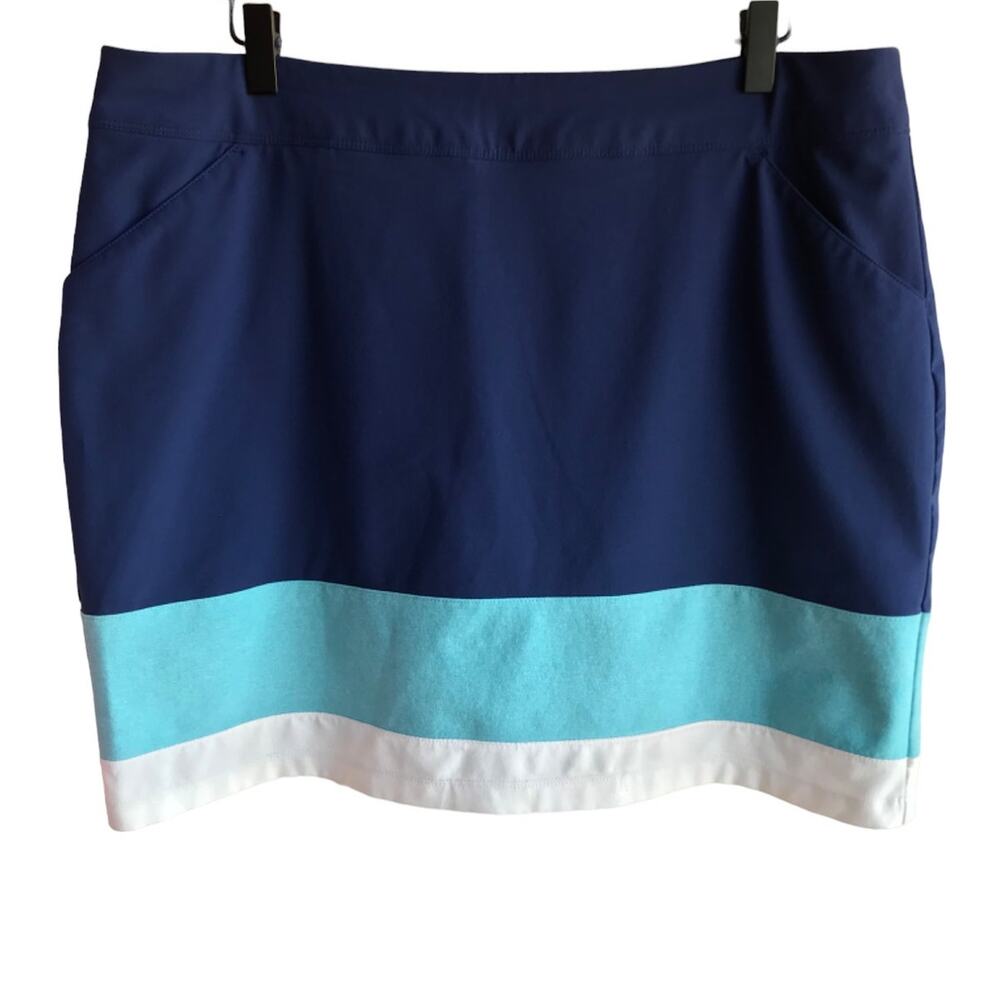 Adidas Golf Blue and White Colorblock Pull On Athletic Skort size L